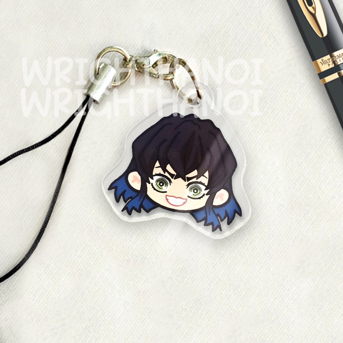 Móc treo điện thoại, dây đeo điện thoại, móc khóa acrylic Kimetsu no Yaiba Nezuko anime chibi cute trang trí ba lô