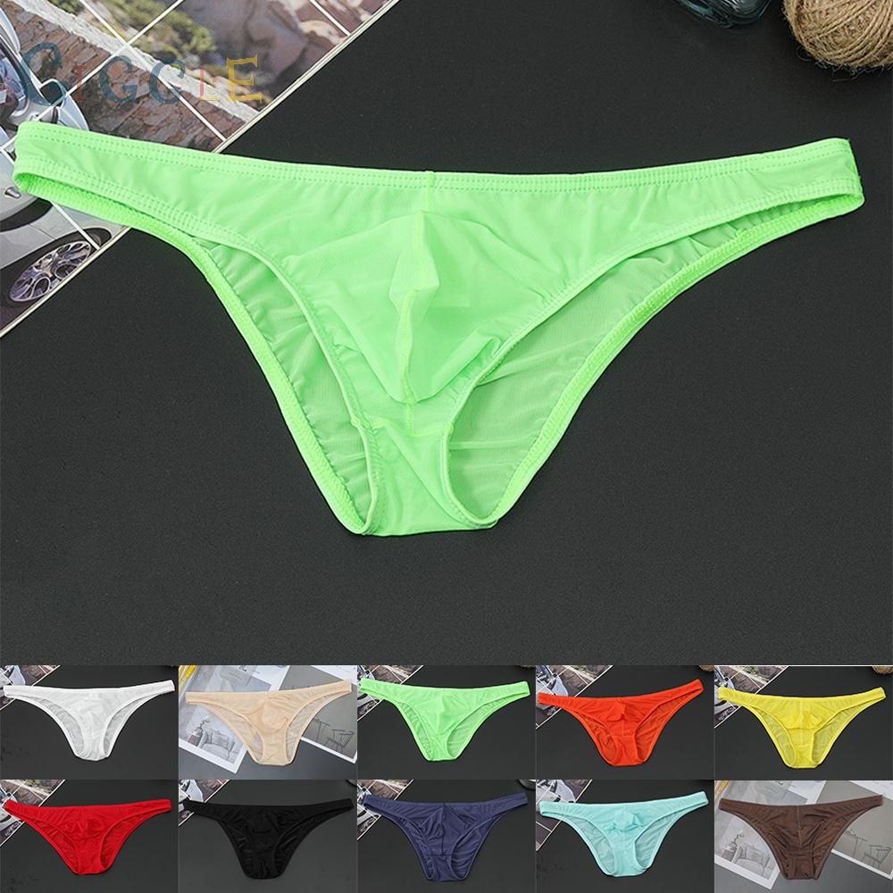 Men's Underwear with Low rise Fit and See through Pouch made of Ice Silk