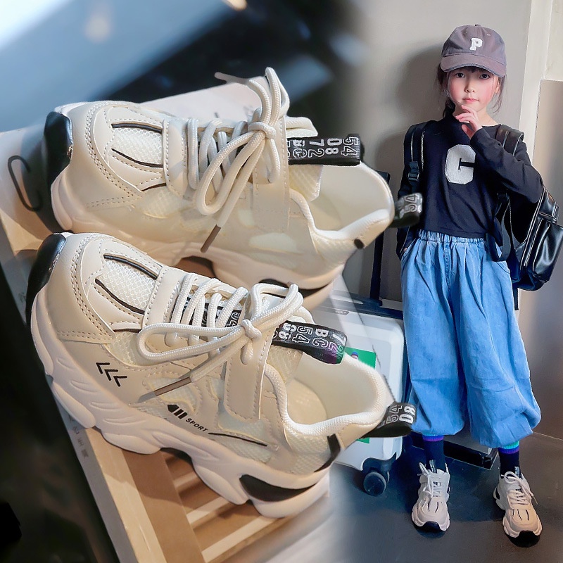 Giày Thể Thao Phối Lưới Thoáng Khí Đế Mềm Thời Trang Xuân Hè 2023 Cho Bé