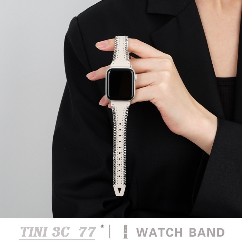 Dây Đeo Bằng Da Có Khóa Kéo Cho iwatch se ultra 49mm 40mm 44mm 41mm 45mm iwatch series 8 7 6 5 4 3 s