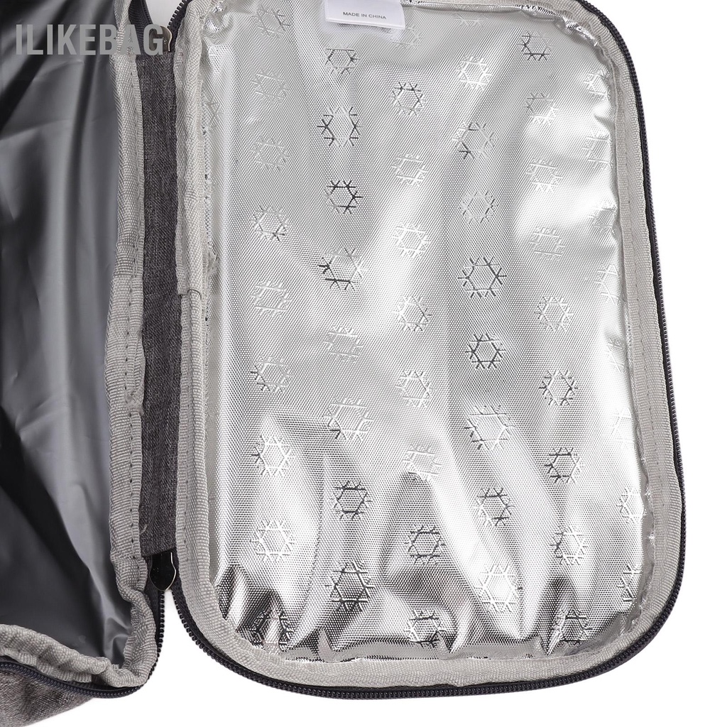 Ilikebag Ba lô giao hàng thực phẩm cách nhiệt bằng vải Oxford và ba làm mát chống rò rỉ PEVA 18L màu xám cho trái cây Đồ uống Hộp cơm trưa