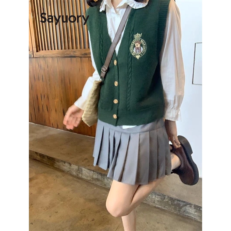 Áo Dệt Kim Sát Nách Thêu Hình Gấu Thời Trang 2023 Cho Nữ