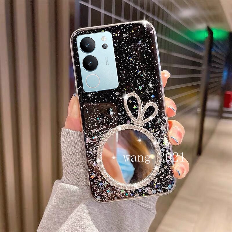 Ốp Điện Thoại Mềm Có Gương Trang Điểm Hình Vương Miện vivo v29 5g vivo v29e v29 pro y27 y78 y36 5g 4g 2023 vivov29 5g