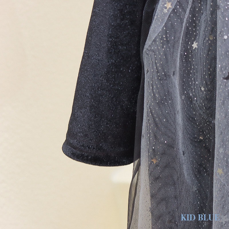 Đầm Nhung Đen Dáng Chữ a Thời Trang Xuân Thu Cho Bé Gái