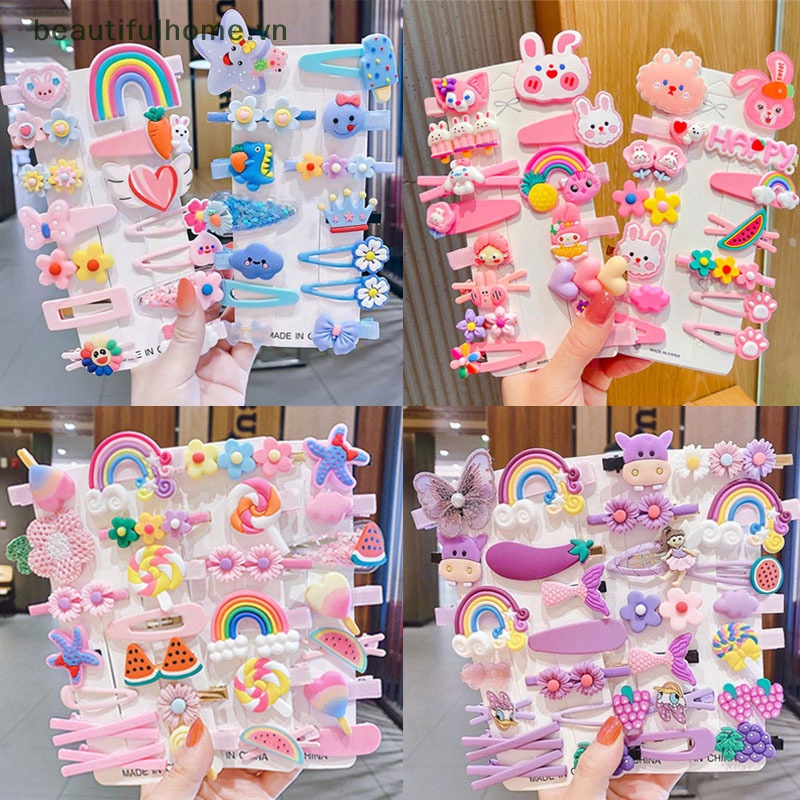 Set 14 Kẹp Tóc Hình Thỏ Hoạt Hình Dễ Thương Cho Bé Gái