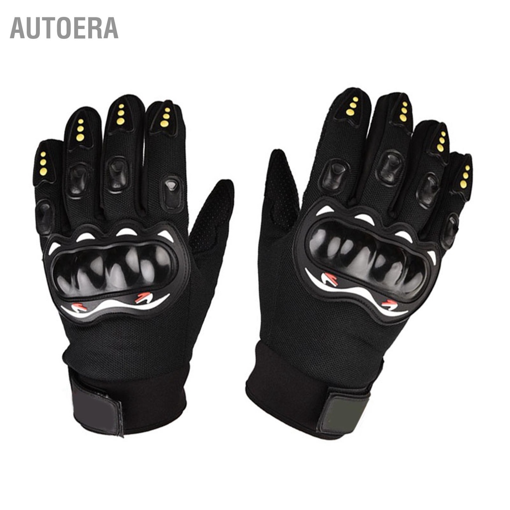 AutoERA Găng Tay Xe Máy Thoáng Khí Chống Trượt Full Ngón Màn Hình Cảm Ứng Để Cưỡi Ngoài Trời Màu Đen