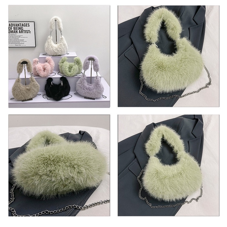 Túi Đeo Chéo Phủ Lông Thời Trang Thu Đông 2023 Dễ Thương Cho Nữ