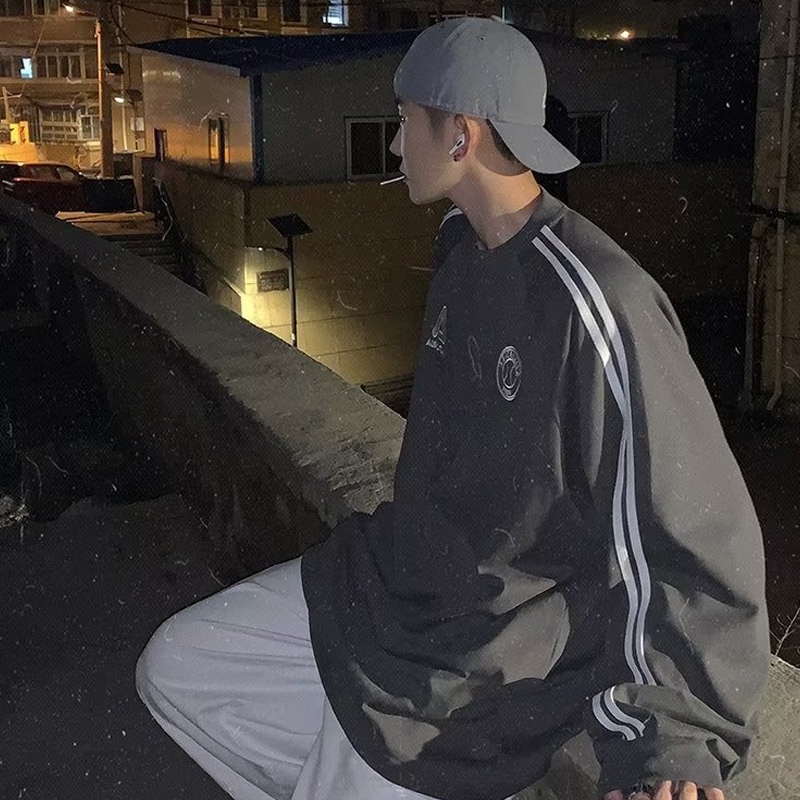 Vunc Áo Sweater Tay Dài Dáng Rộng In Họa Tiết Đường Phố Mỹ Thời Trang Cho Nam