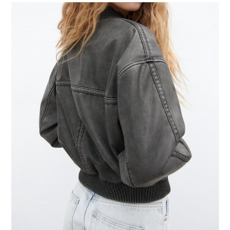 Zara Áo Khoác bomber Khóa Kéo Cổ Đứng Thời Trang Mùa Hè 233046096