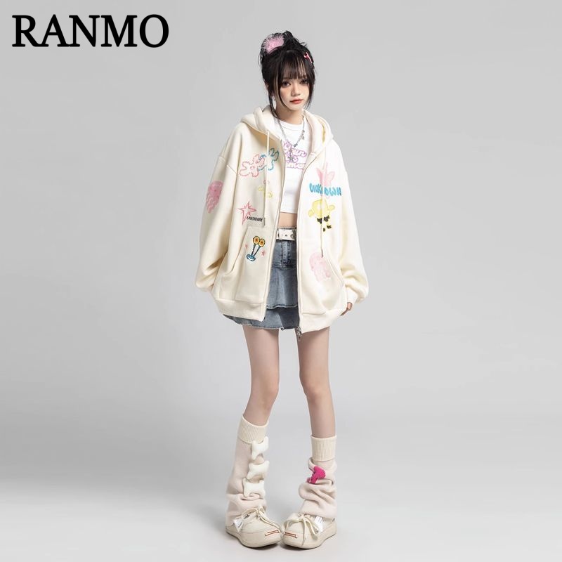 RANMO Áo Khoác hoodie áo khoác nữ zip hoodie Thời trang INS Phong cách chic A98J912 37Z230914 | BigBuy360 - bigbuy360.vn