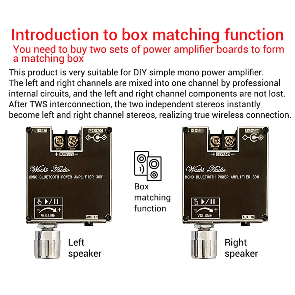 Bảng Mạch Khuếch Đại Âm Thanh mono 30w bluetooth 5.3 aux tws zk-301b mono 30w