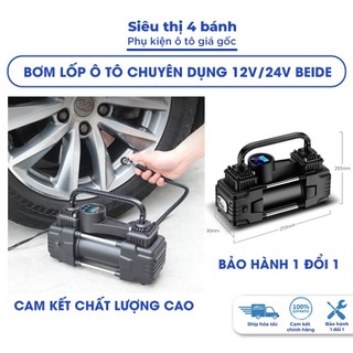 Bơm lốp ô tô Beide, máy bơm lốp xe ô tô 12V sử dụng 2 xi lanh, màn hình led tự ngắt tặng kèm bộ vá dùi lốp và đồ nghề