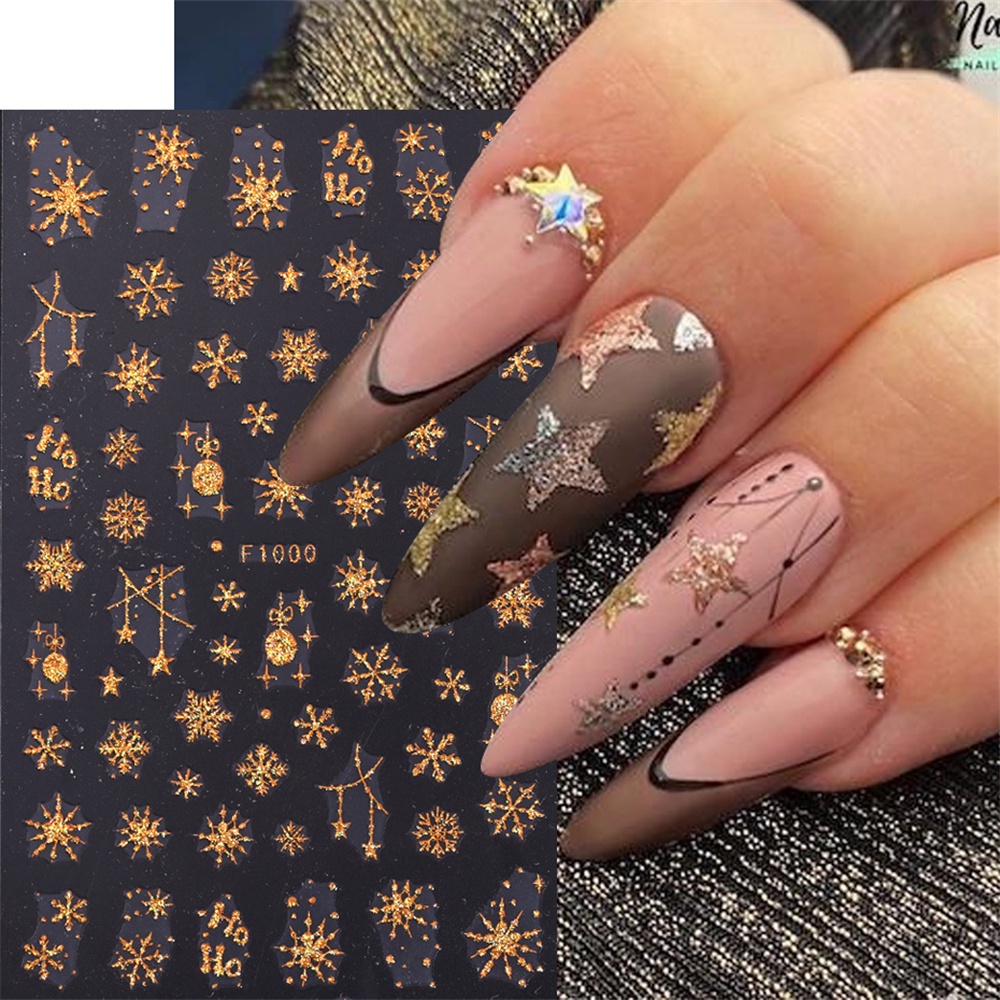 ✔candy Nail Art Giáng Sinh Long Lanh Vàng Nail Sticker Ins Style Áo Len Mùa Đông Bông Tuyết Dính Sticker Trang Trí Móng Tay Làm Móng Tay Cho Cửa Hàng Nail Candygirla.vn