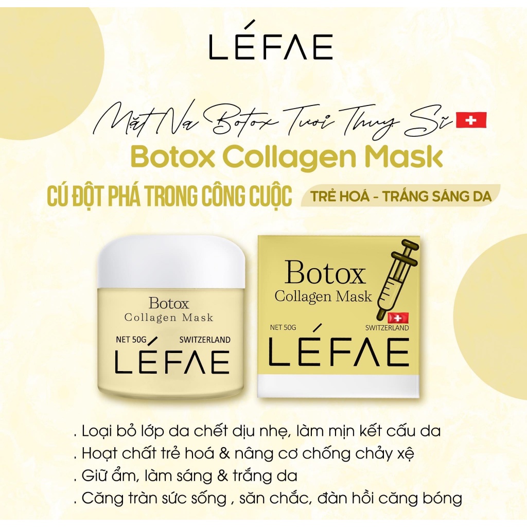 Mặt Nạ Dưỡng Trắng Da Giữ Ẩm Botox Collagen Mask tươi Thụy Sĩ - 50G