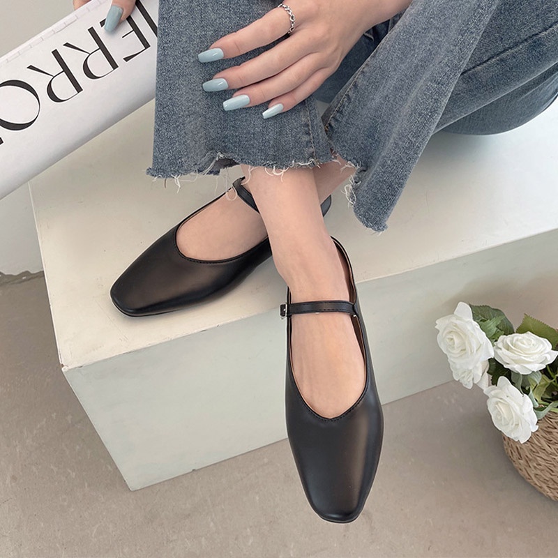 Giày Da Đế Bằng Chống Trượt Thoải Mái Thời Trang Hàn Quốc Cho Nữ