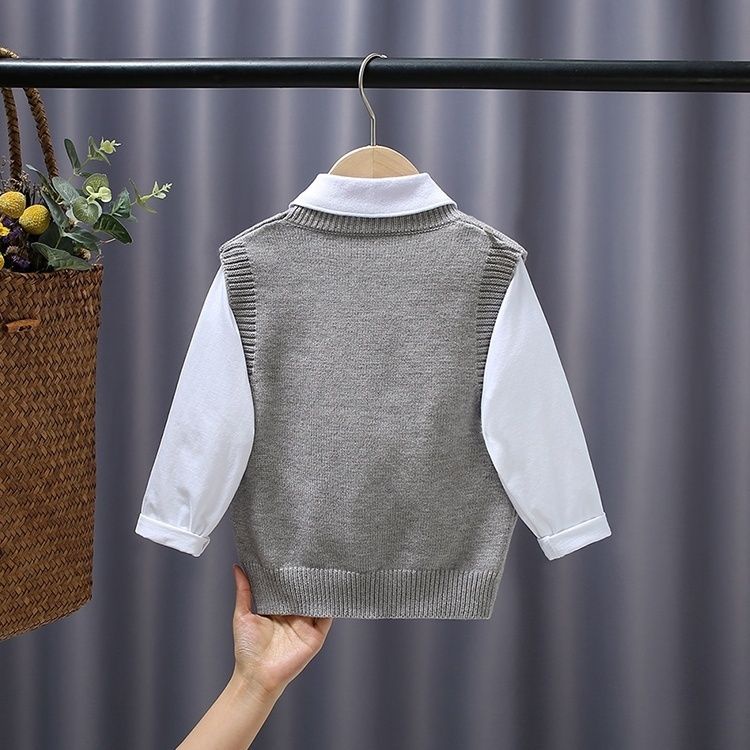 Áo sweater Dệt Kim Không Tay Phong Cách Thời Trang Xuân Thu 2023 Dành Cho Bé Trai