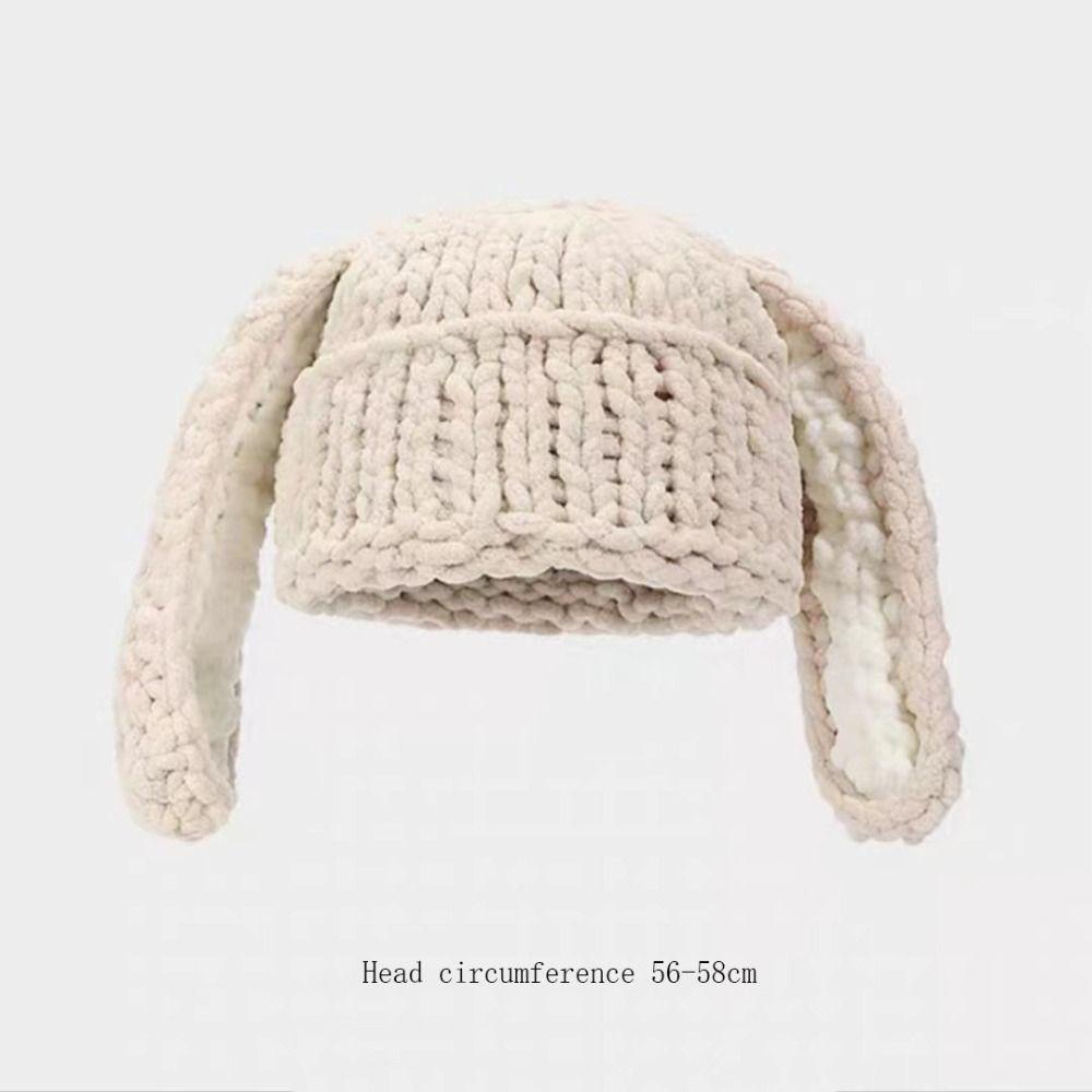 Mũ Tai Thỏ Đan Len Dễ Thương Cho Nữ