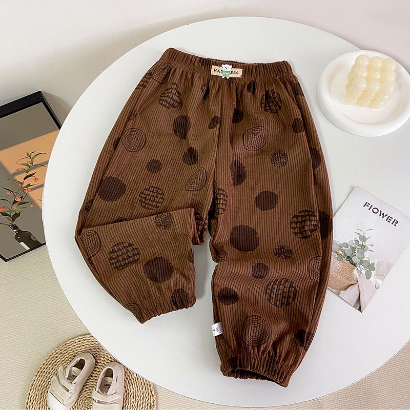 Quần Nỉ Dài 80-150cm In Họa Tiết Hoạt Hình Phong Cách Hàn Quốc Thời Trang Thu Đông Cho Bé Trai Và Gái
