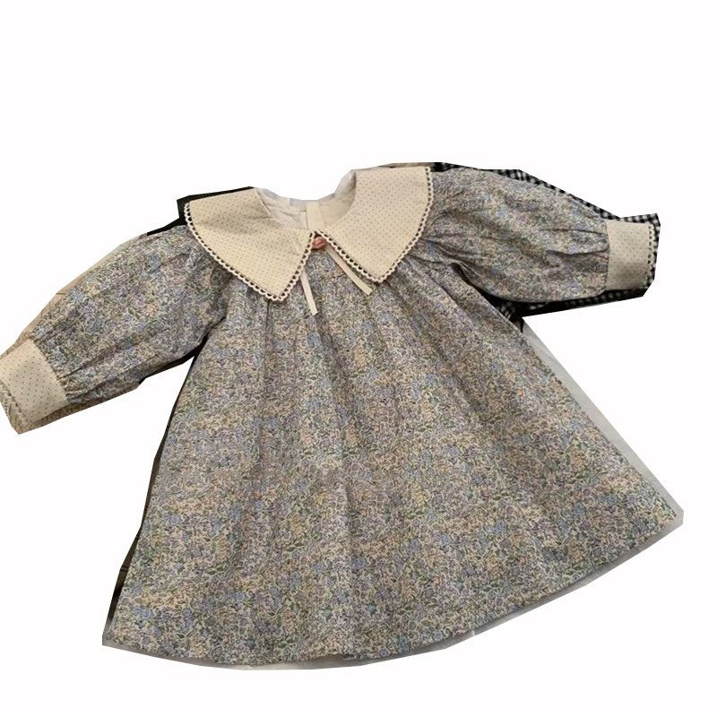 Đầm Hoa Tay Dài Dáng Rộng Thời Trang Mùa Thu Mới 2023 Cho Bé Gái