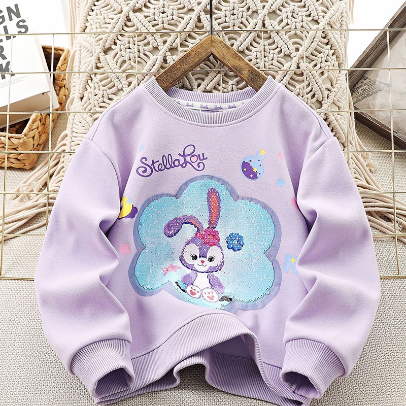 Catimini Áo len đính sequin thay đổi khuôn mặt cho trẻ em Áo dài tay Sanrio phong cách giản dị mùa xuân và mùa thu