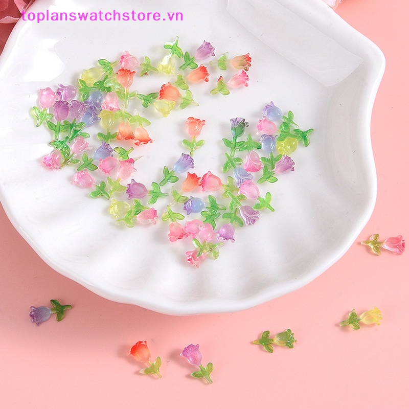 Toplanswatchstore Set 10 Mô Hình Hoa tulip mini Bằng Nhựa resin Dạ Quang Trang Trí Tiểu Cảnh