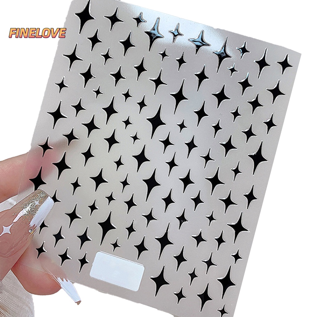 Miếng Dán Móng Tay Tự Dính Siêu Mỏng Màu Trắng / Đen / Bạc / Vàng Ánh Sao Lấp Lánh Không Phai Màu Dễ Dán diy