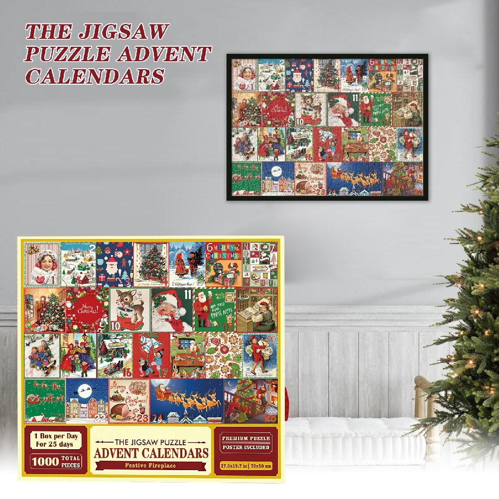 Christmas Advent Calendar Jigsaw Puzzle Christmas Holiday Puzzle for Kids Gifts