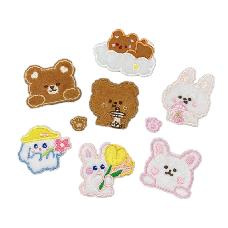 Miếng Dán Ủi Vá Quần Áo Đa Năng Thêu Hình Thỏ Gấu Dễ Thương