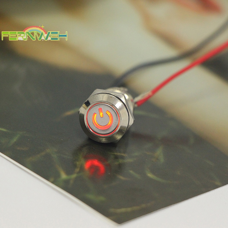 Công Tắc Nhấn Đèn led 12mm 12v Bằng Kim Loại Màu Đen Chống Thấm Nước