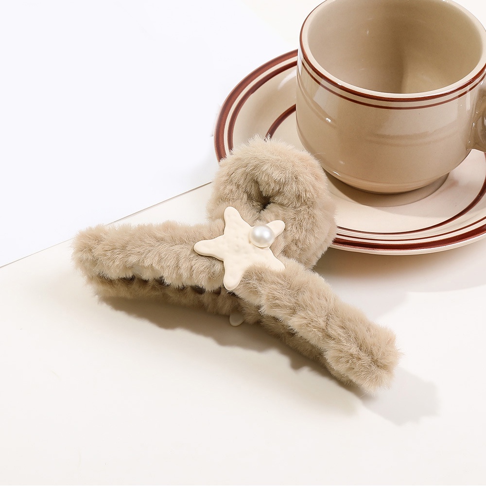 Kẹp Tóc Nơ Chéo Phủ Lông Thời Trang Thu Đông Ngọt Ngào Dễ Thương