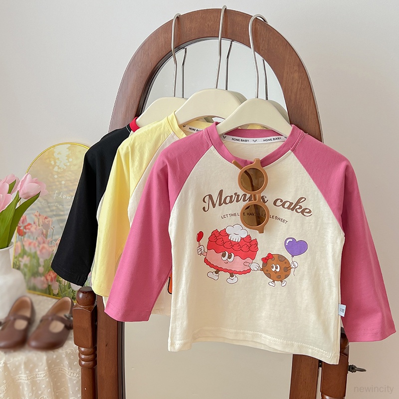 Áo Thun Tay Dài Chất Liệu cotton Họa Tiết Hoạt Hình Thời Trang Mùa Thu