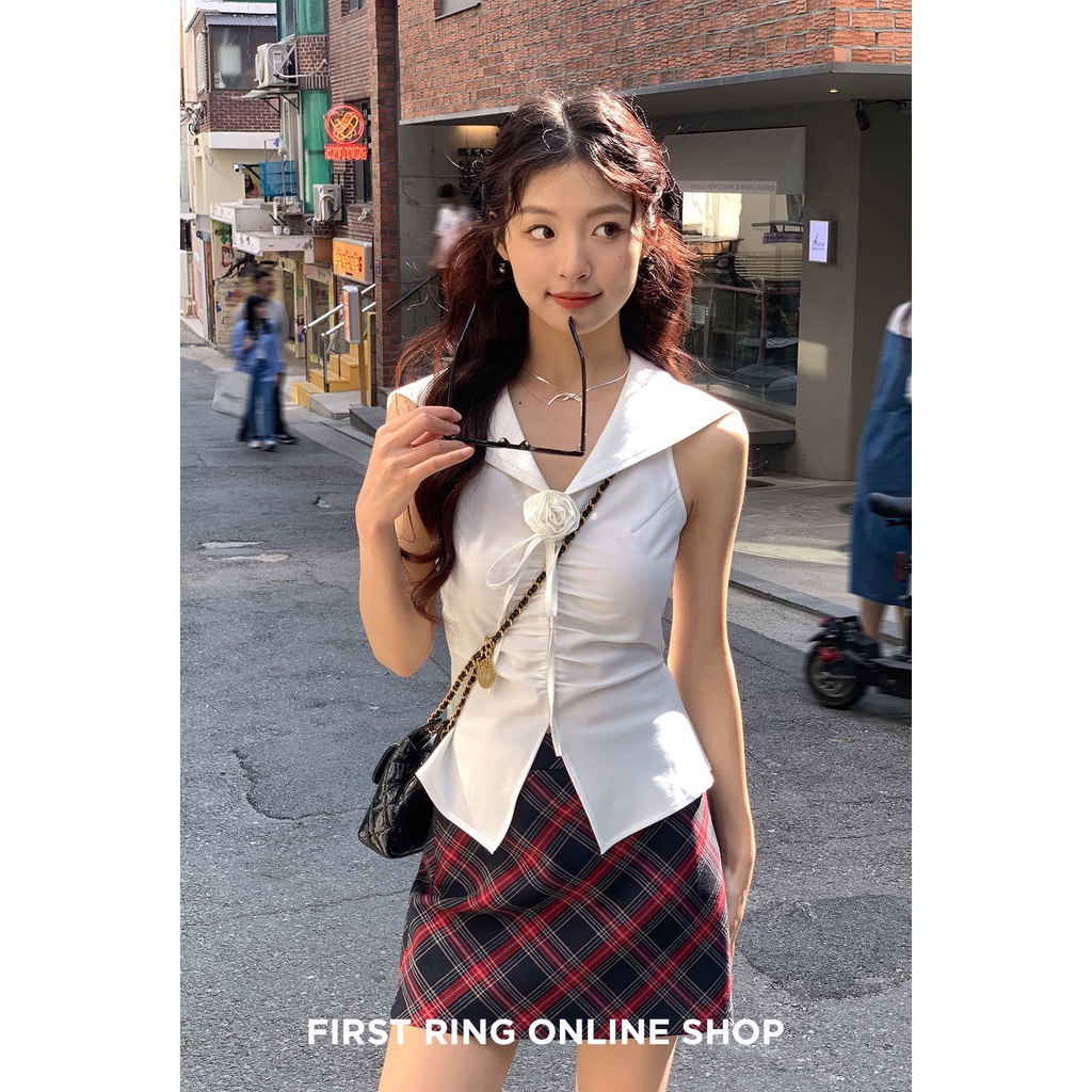 Áo Thủy Thủ Sát Nách Cổ Xếp Ly Thời Trang Mùa Hè 2023 i7j7