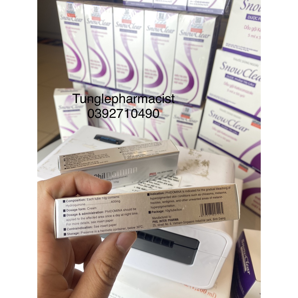 COMBO GIẢM THÂM NÁM KEM BÔI PHILDOMINA TUÝP 10G, Viên uống L-CYSTINE Phils-Lin 500mg đẹp da, giảm thâm nám date xa nhất