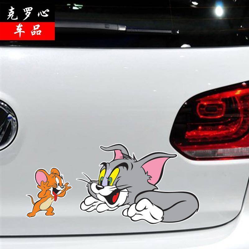 Miếng Dán Trang Trí Xe Hơi Chống Thấm Nước Chống Trầy Xước Hình Mèo Chuột Dễ Thương