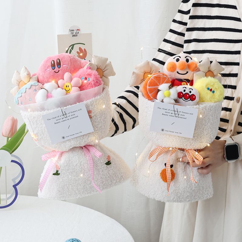 Gấu dâu tây  Bó hoa búp bê gấu hoạt hình dễ thương làm quà sinh nhật cho bé