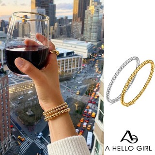 Ahellogirl Vòng Tay Chuỗi Hạt Tròn 4mm6mm Màu Vàng Phong Cách retro