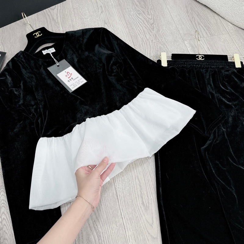 SET ÁO NHUNG BABYDOL PHỐI TƠ NHŨ QUẦN DÀI lương su shop