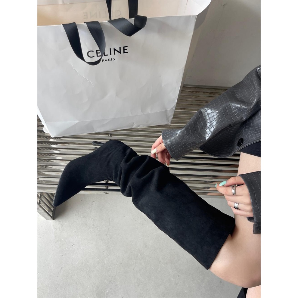 Giày Bốt Cao Gót Mũi Nhọn Họa Tiết Da Báo Thời Trang Âu Mỹ 2023