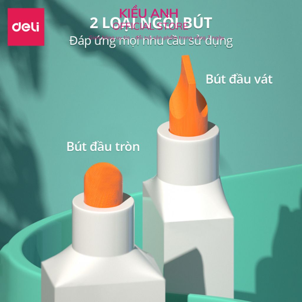 Set 6 bút highlight 2 đầu nhớ dòng đánh dấu màu pastel tươi sáng Deli dạ quang cho học sinh văn phòng
