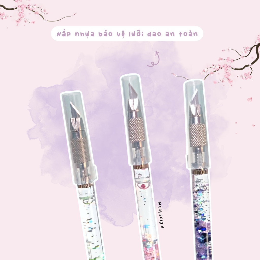 S146 - Bút dao rọc giấy gel kim tuyến thỏ Kuromi và Melody tiểu thư Lolita dễ thương unbox đơn hàng, cắt sticker washi