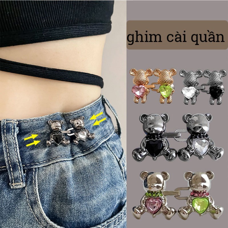 Mới Ghim Cài Cài Hình Gấu Bằng Đá zircon Dễ Thương Dùng Trang Trí Thắt Lưng Quần Jean