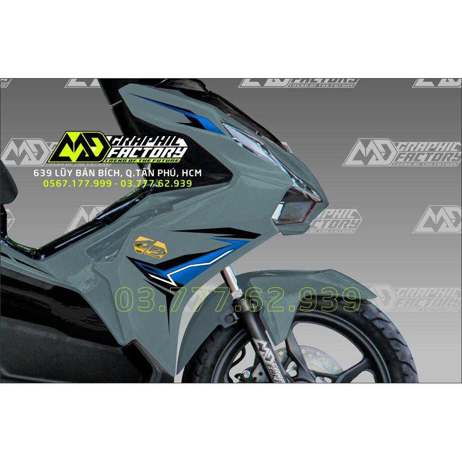 Tem rời AirBlade AB 2022 2023 xanh xám - tem chỉ xanh dương siêu hot