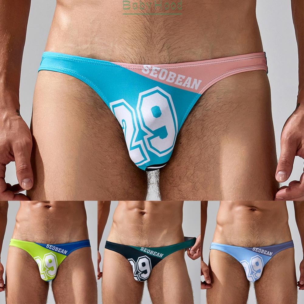Sexy String Bikini Narrow waist Briefs Printed Soft Jersey Prints Mens underwear#BBHOOD