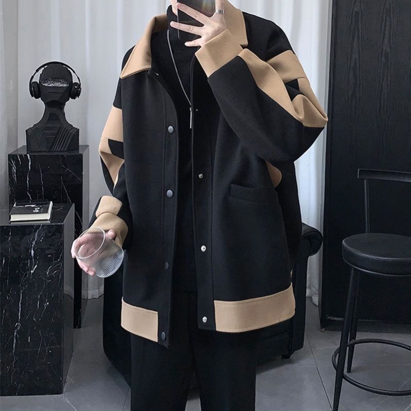 Áo Khoác Nam Vải Len plus size Phong Cách Hàn Quốc Thời Trang Thu Đông