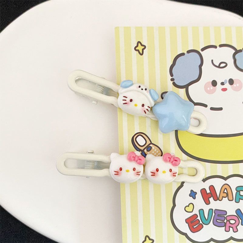 Dễ thương Kitty Hairpin Liu Hairpin Ngôi sao Phụ kiện tóc Mũ hoạt hình Clip tóc