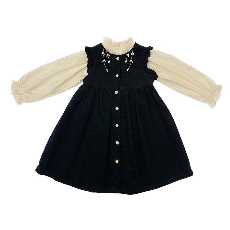 Đầm Nhung Cổ Búp Bê Phong Cách Phương Tây Thời Trang Mùa Thu 2023 Cho Bé Gái