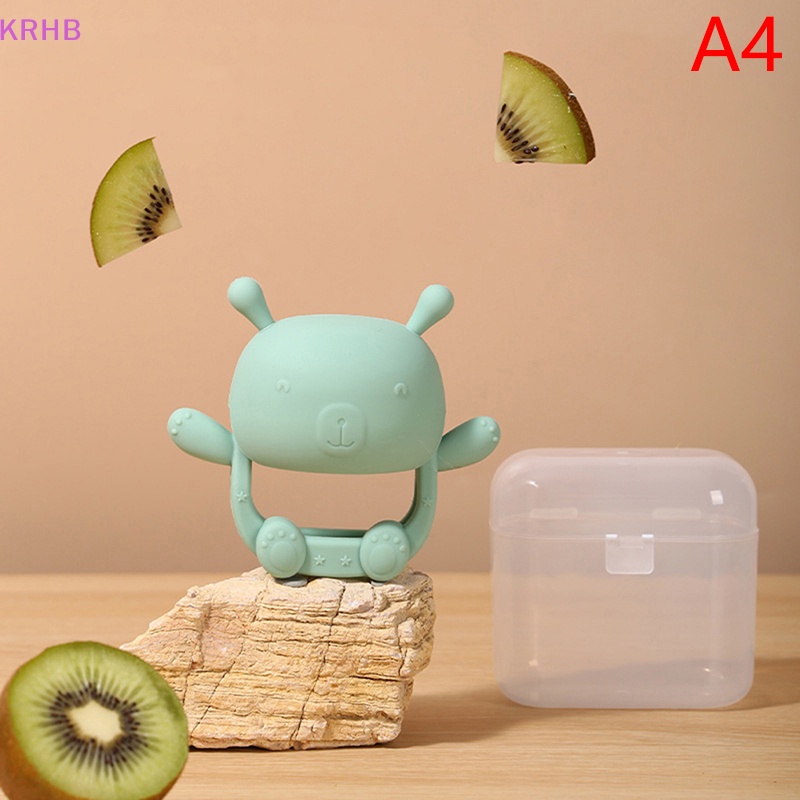 Găng Tay silicone Hình Gấu krhb Chống Sưng Tay ​Đồ Chơi Gậy Chống Bẹp Đầu Mọc Răng Cho Bé Mới