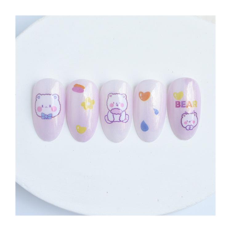 Miếng Dán Trang Trí Móng Tay Hình Gấu / Thỏ / Hành Tinh / Gấu Hoạt Hình Dễ Thương
