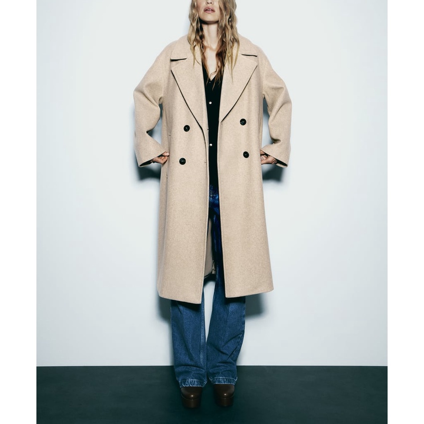 Zara Áo Khoác Len Dài Tay Dáng Rộng Thời Trang Mùa Thu Đông Ấm Áp3046269 3046271