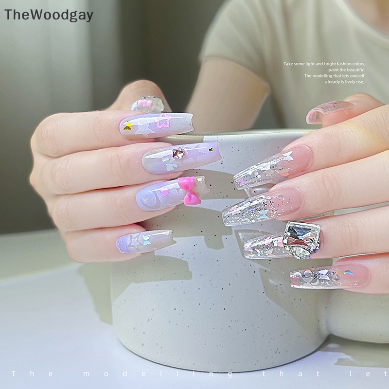 Thewoodgay Nhãn Dán Kim Sa Sáu Hình Dạng Ngọt Ngào Nhiều Màu Sắc Trang Trí Móng Tay Nghệ Thuật Cho Nữ